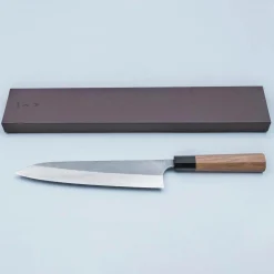 Yoshimi Kato Ginsan Nashiji Teak Gyuto 24 cm