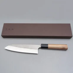 Yoshimi Kato Ginsan Nashiji Walnut Santoku 17 cm