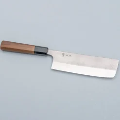 Yoshimi Kato Ginsan Nashiji Walnut Nakiri 17 cm