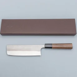 Yoshimi Kato Ginsan Nashiji Walnut Nakiri 17 cm