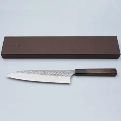 Yoshimi Kato Ginsan Tsuchime Walnut Gyuto 21 cm