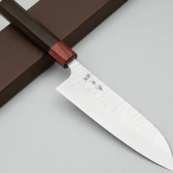 Yoshimi Kato VGXEOS Kasuri Tsuchime Damast Rosewood Santoku
