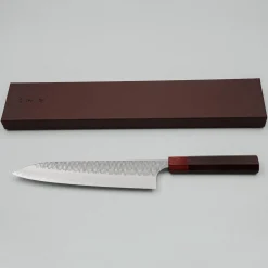 Yoshimi Kato VGXEOS Kasuri Tsuchime Damast Rosewood Gyuto 21 cm