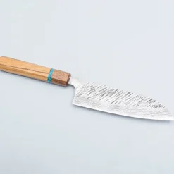 Yu Kurosaki Fujin VG10 Oak Turquoise Walnut Santoku 16.5 cm
