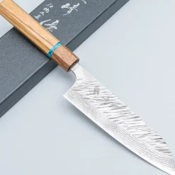 Yu Kurosaki Fujin VG10 Oak Turquoise Walnut Santoku 16.5 cm